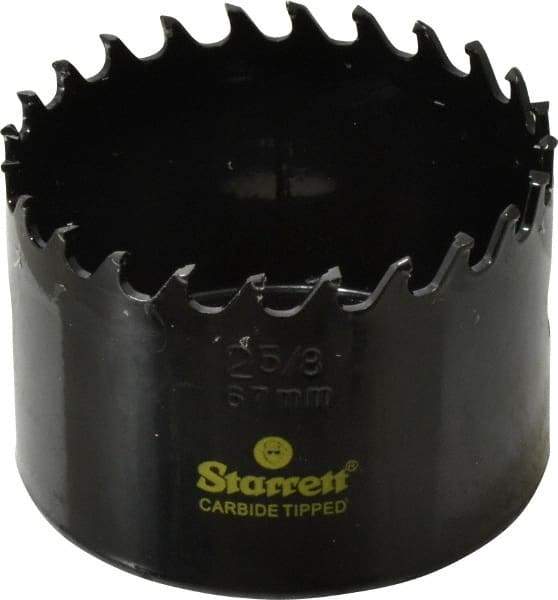 Starrett - 2-5/8" Diam, 1-5/8" Cutting Depth, Hole Saw - Carbide-Tipped Saw, Toothed Edge - Eagle Tool & Supply