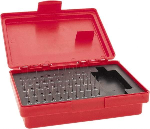 Value Collection - 50 Piece, 0.011 to 0.06 Inch Diameter Plug & Pin Gage Set - Minus 0.0002 Inch Tolerance, Class ZZ - Eagle Tool & Supply