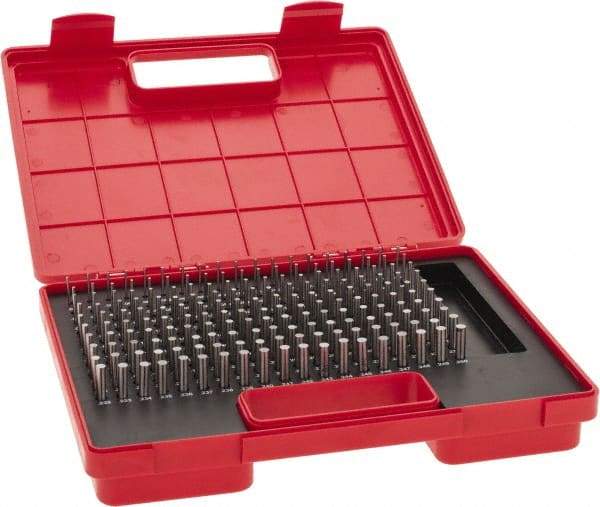 Value Collection - 190 Piece, 0.061-0.25 Inch Diameter Plug and Pin Gage Set - Minus 0.0002 Inch Tolerance, Class ZZ - Eagle Tool & Supply