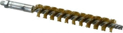 Schaefer Brush - 4" Brush Length, 5/8" Diam, Double Stem, Single Spiral Tube Brush - 6-1/4" Long, Brass, 1/4-28 Male Connection - Eagle Tool & Supply