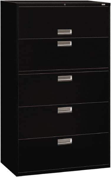 Hon - 42" Wide x 67" High x 19-1/4" Deep, 5 Drawer Roll-Out, Roll-Out Posting - Steel, Black - Eagle Tool & Supply