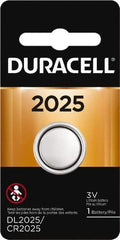 Duracell - Size 2025, Lithium, 1 Pack, Button & Coin Cell Battery - 3 Volts, Flat Terminal, CR2025 - Eagle Tool & Supply