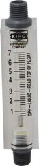 King - 1/4" FNPT Port Block Style, Inline Flowmeter - 100 Max psi, 7 GPH, Acrylic - Eagle Tool & Supply