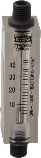 King - 1/4" FNPT Port Block Style, Inline Flowmeter - 100 Max psi, 44 GPH, Acrylic - Eagle Tool & Supply