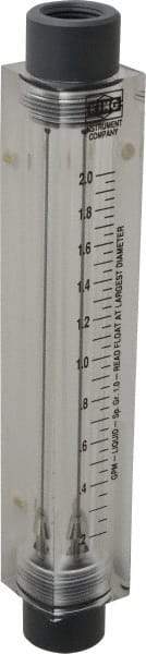 King - 1/2" FNPT Port Block Style, Inline Flowmeter - 100 Max psi, 2 GPM, Acrylic - Eagle Tool & Supply