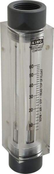 King - 1" FNPT Port Block Style, Inline Flowmeter - 125 Max psi, 60 SCFM, Acrylic - Eagle Tool & Supply