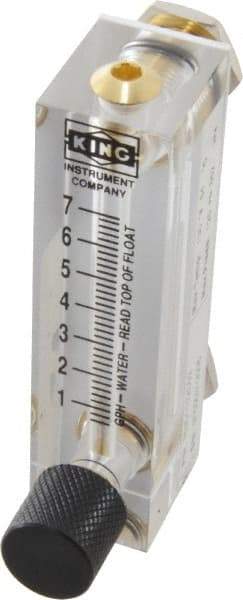 King - 1/4" F Port Block Style Panel Mount Flowmeter - 100 Max psi, 7 GPH, Acrylic - Eagle Tool & Supply