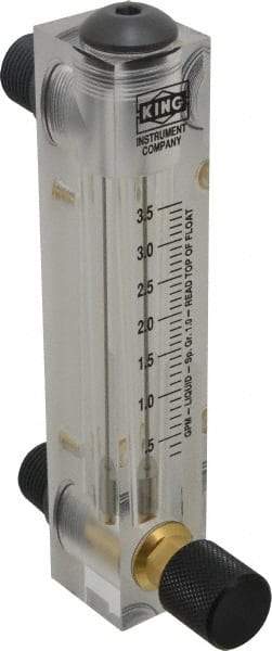 King - 1/2" M Port Block Style Panel Mount Flowmeter - 100 Max psi, 3.5 GPM, Acrylic - Eagle Tool & Supply