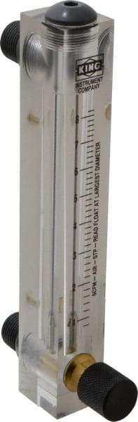 King - 1/2" M Port Block Style, Panel Mount Flowmeter - 125 Max psi, 8.2 SCFM, Acrylic - Eagle Tool & Supply