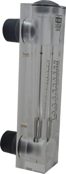 King - 1" M Port Block Style Panel Mount Flowmeter - 100 Max psi, 20 GPM, Acrylic - Eagle Tool & Supply