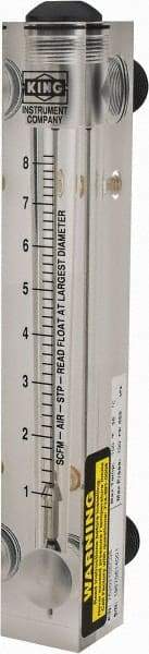 King - 1/2" M Port Block Style, Panel Mount Flowmeter - 125 Max psi, 8.2 SCFM, Acrylic - Eagle Tool & Supply