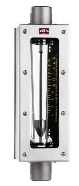 King - 2" FNPT Port Glass Tube/Stainless Case Flowmeter - 125 Max psi, 86 GPM, 304 Stainless Steel - Eagle Tool & Supply