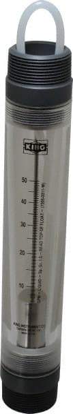 King - 1-1/2" MNPT Port Tube Flowmeter - 125 Max psi, 50 GPM, Acrylic - Eagle Tool & Supply