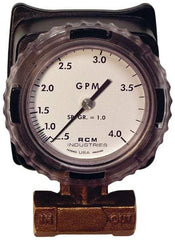 Made in USA - 1/2" NPT Port RCM Industries Flo-Gage Flowmeter - 180 Max psi, 0.5 to 4 GPM, Bronze - Eagle Tool & Supply