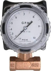 Made in USA - 3/4" NPT Port RCM Industries Flo-Gage Flowmeter - 180 Max psi, 1.5 to 10 GPM, Bronze - Eagle Tool & Supply