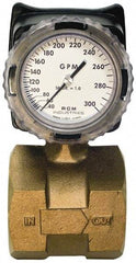 Made in USA - 3" NPT Port RCM Industries Flo-Gage Flowmeter - 180 Max psi, 40 to 300 GPM, Bronze - Eagle Tool & Supply