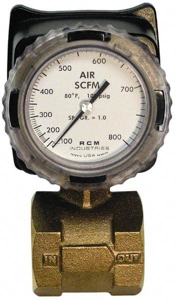 Made in USA - 2" NPT Port RCM Industries Flo-Gage Flowmeter - 180 Max psi, Bronze - Eagle Tool & Supply