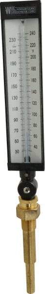 WGTC - 30 to 240°F, Industrial Thermometer with Standard Thermowell - 6 Inch Stem Length, 1-1/4 to 18 Inch Thread - Eagle Tool & Supply