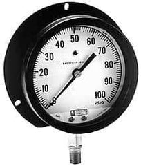Made in USA - 3-1/2" Dial, 1/4 Thread, 0-300 Scale Range, Pressure Gauge - Lower Connection Mount, Accurate to 1% of Scale - Eagle Tool & Supply