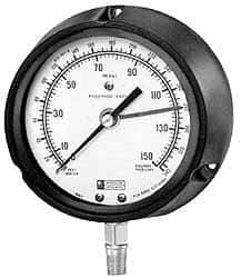 Made in USA - 3-1/2" Dial, 1/4 Thread, 0-100 & 0-231 Scale Range, Pressure Gauge - Lower Connection Mount, Accurate to 1% of Scale - Eagle Tool & Supply