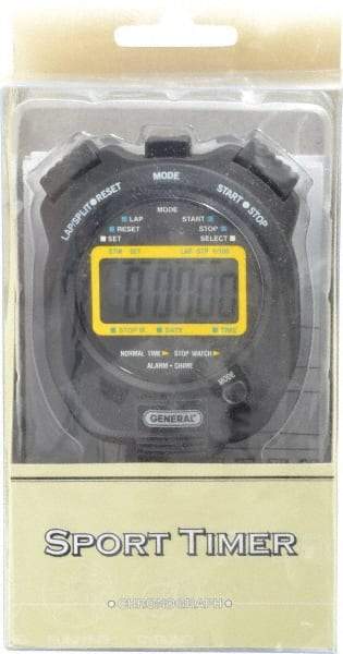 General - Small Display Stop Watch - Black - Eagle Tool & Supply