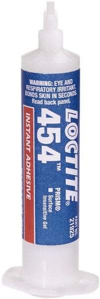 Loctite - 0.35 oz Syringe Clear Instant Adhesive - Series 454, 15 sec Working Time, 24 hr Full Cure Time, Bonds to Plastic & Rubber - Eagle Tool & Supply