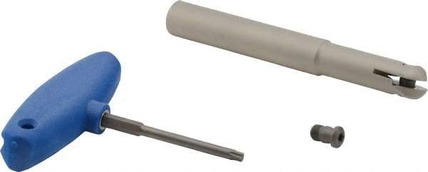 Iscar - 3/4" Cut Diam, 3/4" Shank Diam, 6" OAL, Indexable Ball Nose End Mill - 2.4" Head Length, Straight Shank, HCM D.75 Toolholder, HBF-QF, HBR-QF, HCD-QF, HCR Insert - Eagle Tool & Supply