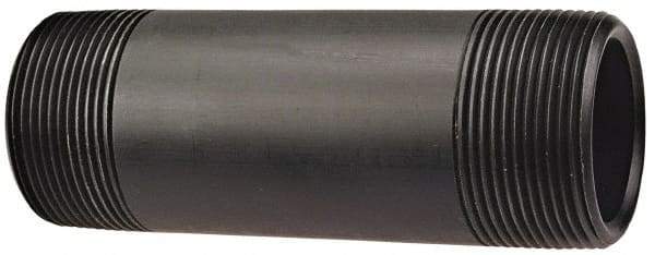 NIBCO - 1" Pipe, 6" Long Polypropylene Threaded Plastic Pipe Nipple - Schedule 80, Black - Eagle Tool & Supply