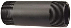 NIBCO - 1-1/4" Pipe, 4" Long Polypropylene Threaded Plastic Pipe Nipple - Schedule 80, Black - Eagle Tool & Supply