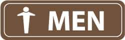 NMC - Men, 11" Wide x 3.5" High, Acrylic Sign - English, White on Brown, Wall Mount - Eagle Tool & Supply