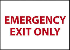 NMC - Emergency Exit Only, Pressure Sensitive Vinyl Exit Sign - 14" Wide x 10" High - Eagle Tool & Supply