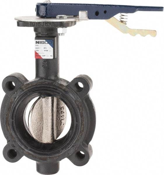 NIBCO - 3" Pipe, Lug Butterfly Valve - Lever Handle, Ductile Iron Body, Buna-N Seat, 250 WOG, Ductile Iron Disc, Stainless Steel Stem - Eagle Tool & Supply