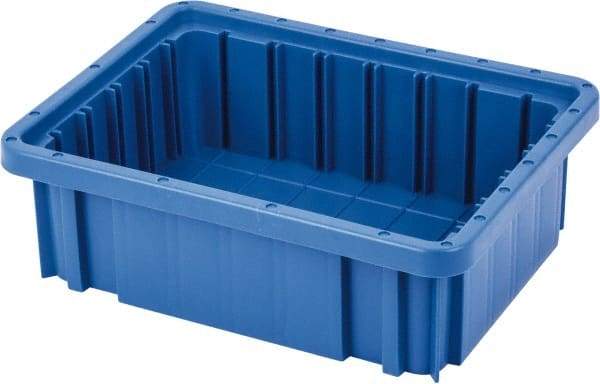 Quantum Storage - 50 Lb Load Capacity Blue Polypropylene Dividable Container - Stacking, 10.9" Long x 8.3" Wide x 3-1/2" High - Eagle Tool & Supply