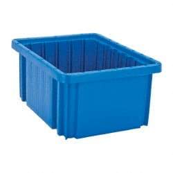 Quantum Storage - 50 Lb Load Capacity Blue Polypropylene Dividable Container - Stacking, 10.9" Long x 8.3" Wide x 5" High - Eagle Tool & Supply