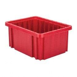 Quantum Storage - 50 Lb Load Capacity Red Polypropylene Dividable Container - Stacking, 10.9" Long x 8.3" Wide x 5" High - Eagle Tool & Supply