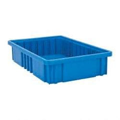 Quantum Storage - 75 Lb Load Capacity Blue Polypropylene Dividable Container - Stacking, 16-1/2" Long x 10.9" Wide x 3-1/2" High - Eagle Tool & Supply