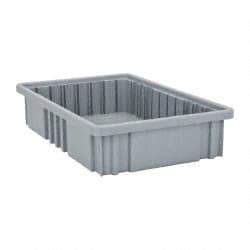 Quantum Storage - 75 Lb Load Capacity Gray Polypropylene Dividable Container - Stacking, 16-1/2" Long x 10.9" Wide x 3-1/2" High - Eagle Tool & Supply