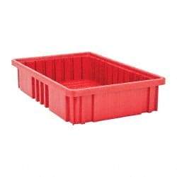 Quantum Storage - 75 Lb Load Capacity Red Polypropylene Dividable Container - Stacking, 16-1/2" Long x 10.9" Wide x 3-1/2" High - Eagle Tool & Supply