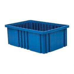 Quantum Storage - 75 Lb Load Capacity Blue Polypropylene Dividable Container - Stacking, 16-1/2" Long x 10.9" Wide x 6" High - Eagle Tool & Supply
