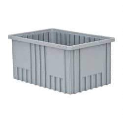 Quantum Storage - 75 Lb Load Capacity Gray Polypropylene Dividable Container - Stacking, 16-1/2" Long x 10.9" Wide x 8" High - Eagle Tool & Supply