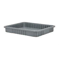 Quantum Storage - 100 Lb Load Capacity Gray Polypropylene Dividable Container - Stacking, 22-1/2" Long x 17-1/2" Wide x 3" High - Eagle Tool & Supply