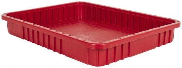 Quantum Storage - 100 Lb Load Capacity Red Polypropylene Dividable Container - Stacking, 22-1/2" Long x 17-1/2" Wide x 3" High - Eagle Tool & Supply