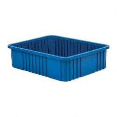 Quantum Storage - 100 Lb Load Capacity Blue Polypropylene Dividable Container - Stacking, 22-1/2" Long x 17-1/2" Wide x 6" High - Eagle Tool & Supply