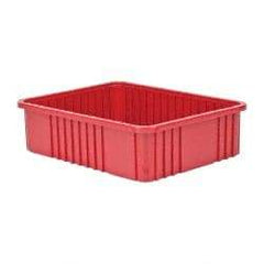 Quantum Storage - 100 Lb Load Capacity Red Polypropylene Dividable Container - Stacking, 22-1/2" Long x 17-1/2" Wide x 6" High - Eagle Tool & Supply