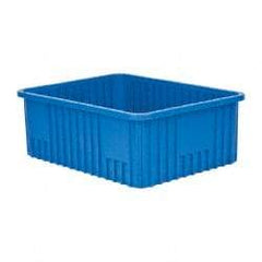 Quantum Storage - 100 Lb Load Capacity Blue Polypropylene Dividable Container - Stacking, 22-1/2" Long x 17-1/2" Wide x 8" High - Eagle Tool & Supply