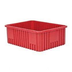 Quantum Storage - 100 Lb Load Capacity Red Polypropylene Dividable Container - Stacking, 22-1/2" Long x 17-1/2" Wide x 8" High - Eagle Tool & Supply