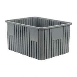 Quantum Storage - 100 Lb Load Capacity Gray Polypropylene Dividable Container - Stacking, 22-1/2" Long x 17-1/2" Wide x 12" High - Eagle Tool & Supply