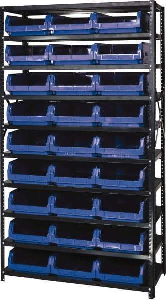 Quantum Storage - 27 Bin Large Hopper Front Bin Storage Units - 18 Inch Overall Depth x 75 Inch Overall Height, Red High Density Polyethylene Bins - Eagle Tool & Supply