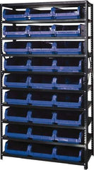 Quantum Storage - 27 Bin Large Hopper Front Bin Storage Units - 18 Inch Overall Depth x 75 Inch Overall Height, Blue High Density Polyethylene Bins - Eagle Tool & Supply