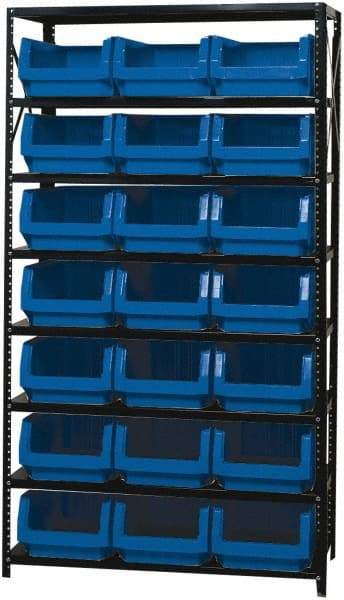 Quantum Storage - 21 Bin Large Hopper Front Bin Storage Units - 18 Inch Overall Depth x 75 Inch Overall Height, Red High Density Polyethylene Bins - Eagle Tool & Supply